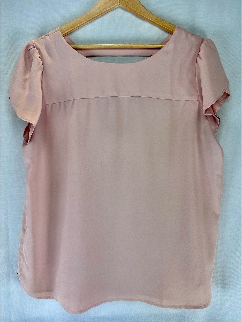 LOFT Large Blush Pink Flutter Sleeve Cutout Back Blouse